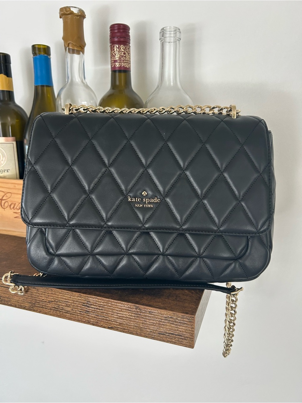 kate spade Black Quilted Crossbody with Gold Chain - Picture 10 of 14